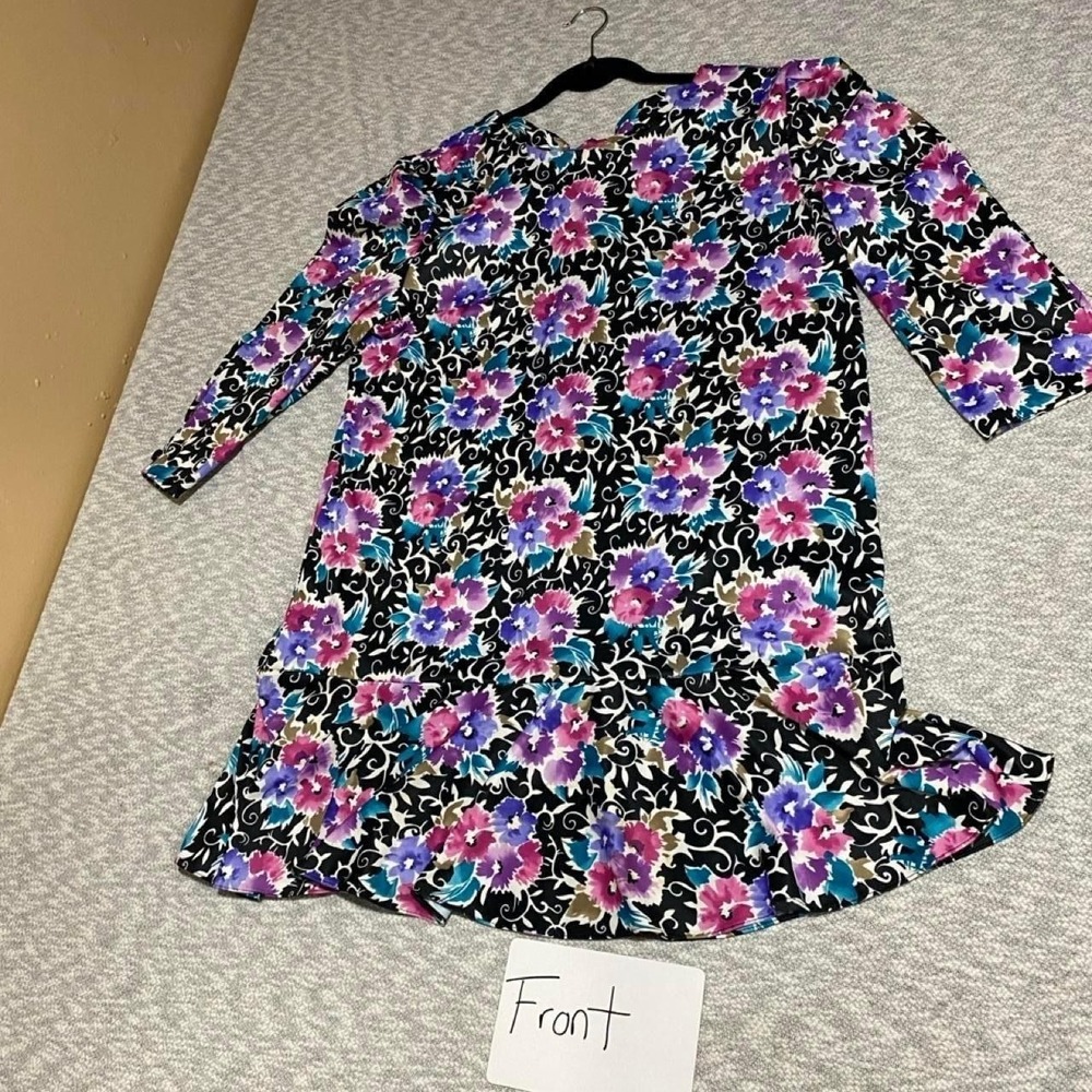 Jenny Multicolor floral print long sleeve mini dress women16. SKU-B964#floral